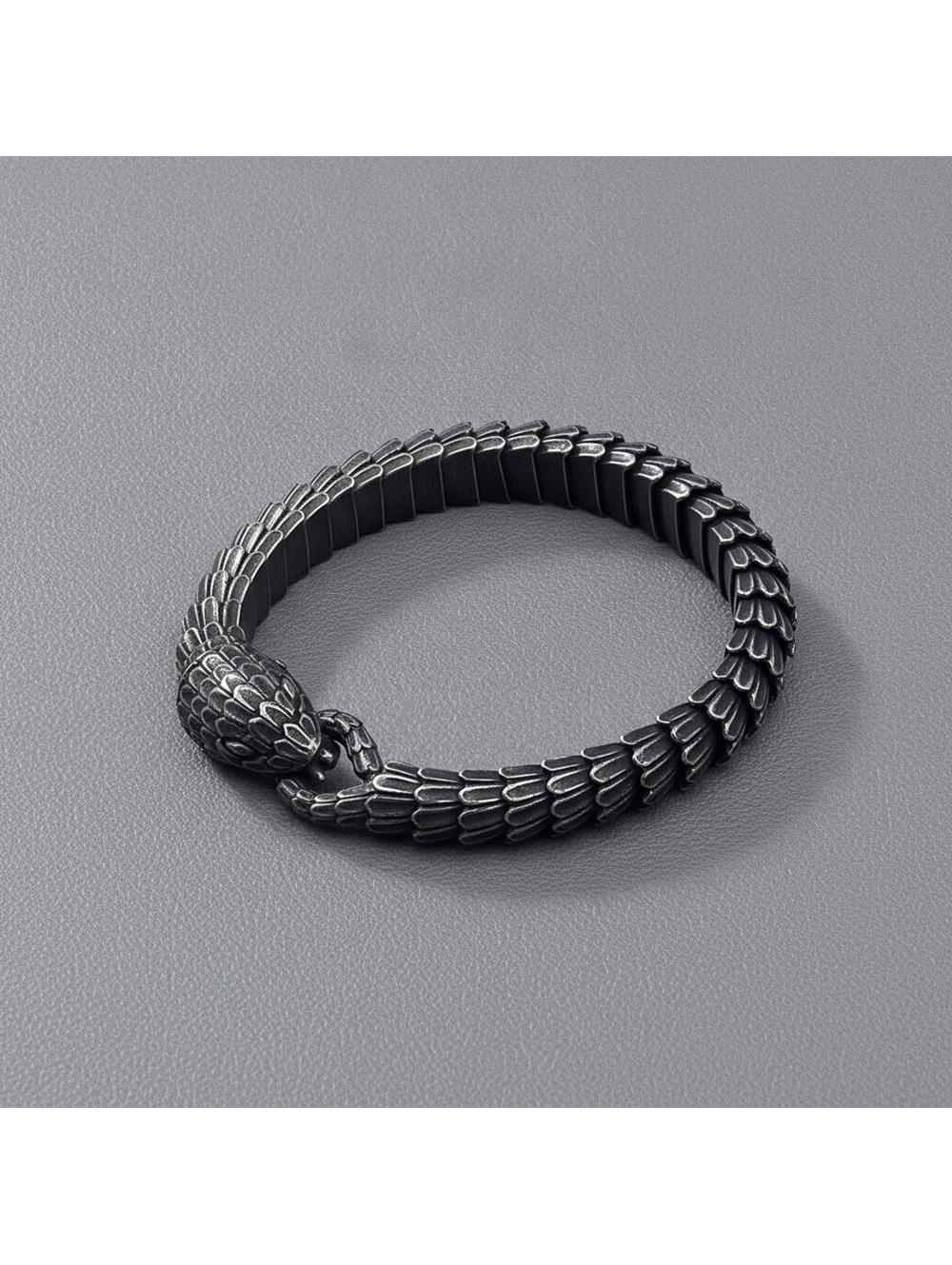 Unique Black Stainless Steel Snake Chain Bracelet 7.1 Inch